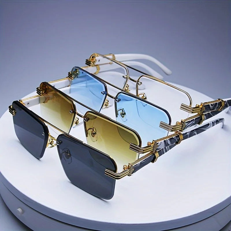 Fashion Rimless Sunglasses – Unisex Frameless Square Shades