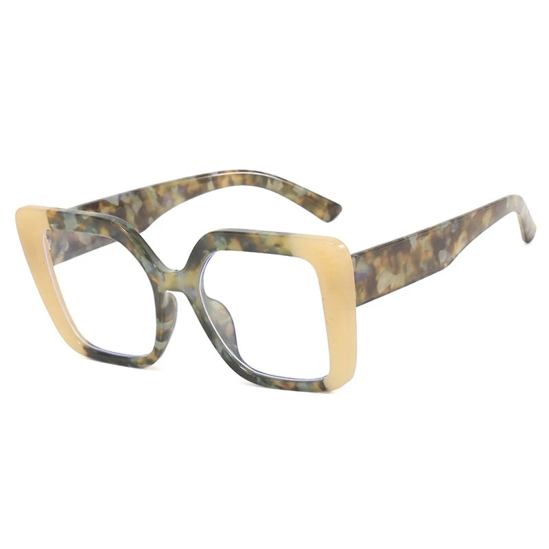 Colorful Square Eyeglasses Frame - Trendy Oversized Clear Lens Glasses