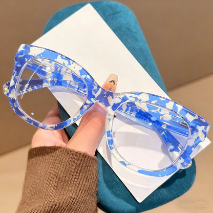 Personalized Large Frame Anti-Blue Light Reading Glasses Fashionable Printed Distant Vision Glasses Neutral Trend Glasses +4.0