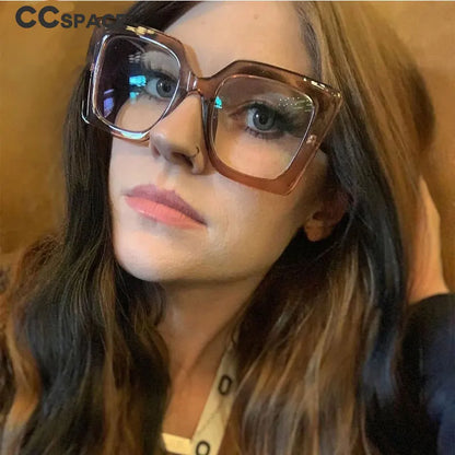 Retro Oversized Square Optical Glasses Frames - Pearl Accent Fashion Eyewear