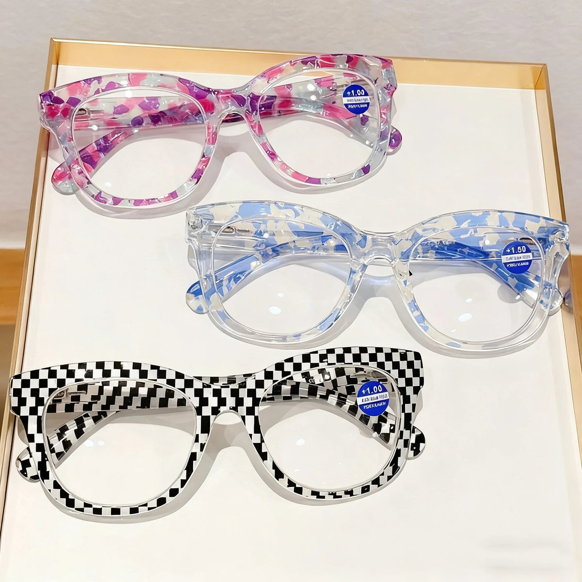 Personalized Large Frame Anti-Blue Light Reading Glasses Fashionable Printed Distant Vision Glasses Neutral Trend Glasses +4.0