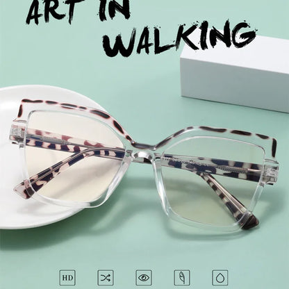 New Brand Design Fashion Oversize Polygon Glasses Women Frame Photochromic Anti Blue Light Computer Reading Eyeglass Long Sight
