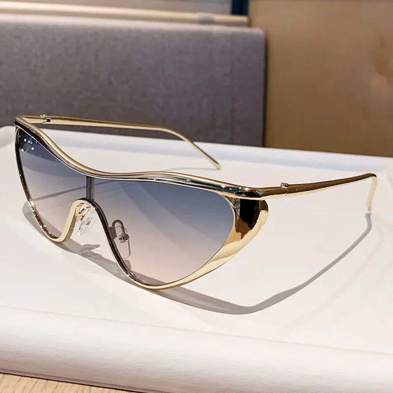 New Large Frame Cat Eye Sunglasses Women Design metal Fashion Sun Glasses Outdoor Driving Lady Eyewear UV400 Gafas De Sol