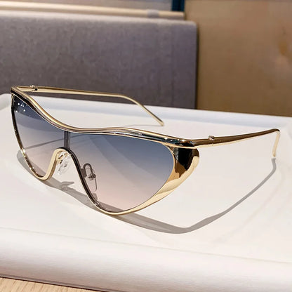 New Large Frame Cat Eye Sunglasses Women Design metal Fashion Sun Glasses Outdoor Driving Lady Eyewear UV400 Gafas De Sol