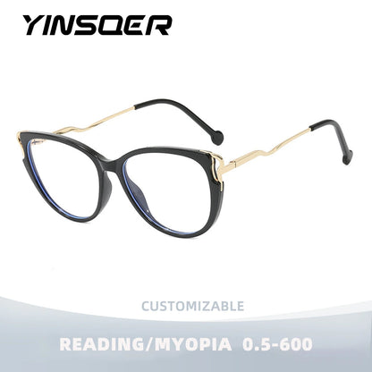 YINSQER Cat Eye Flat Top Glasses Blue Light Blocking TR90 Popular Frame Women's New Hot Sale Of The Season Fashionable