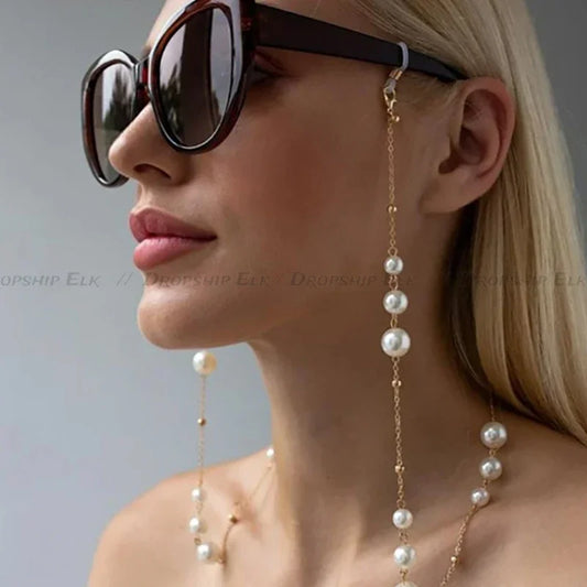 Pearl Beaded Sunglass Chain & Eyeglass Holder Strap — Women's Necklace Lanyard