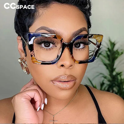 Retro Oversized Square Optical Glasses Frames - Pearl Accent Fashion Eyewear