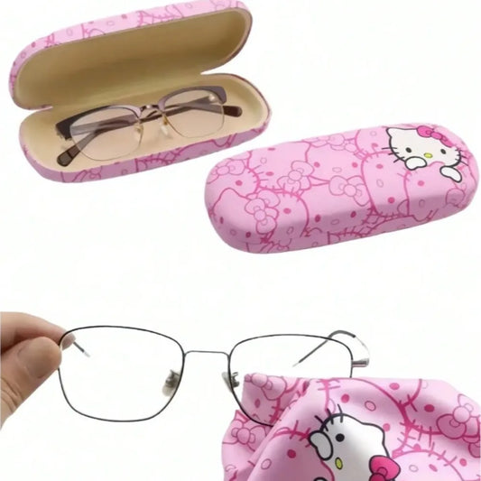 Cute Character Glasses Case & Cleaning Cloth Set
