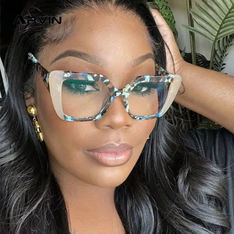 Colorful Square Eyeglasses Frame - Trendy Oversized Clear Lens Glasses